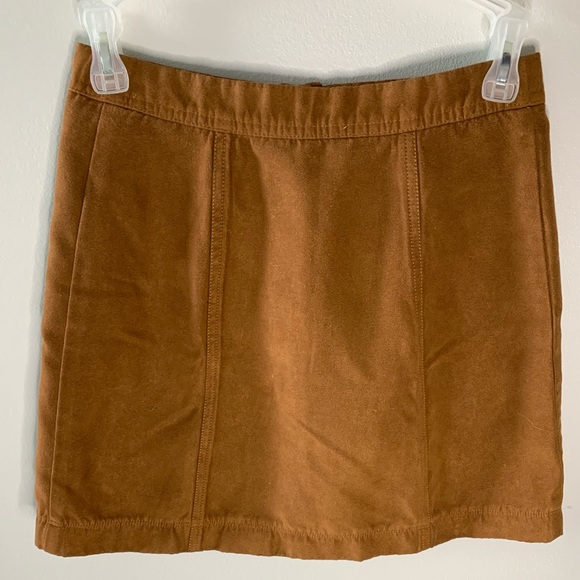Hollister Brown Suede Button Front A-Line Skirt - Picture 2 of 3